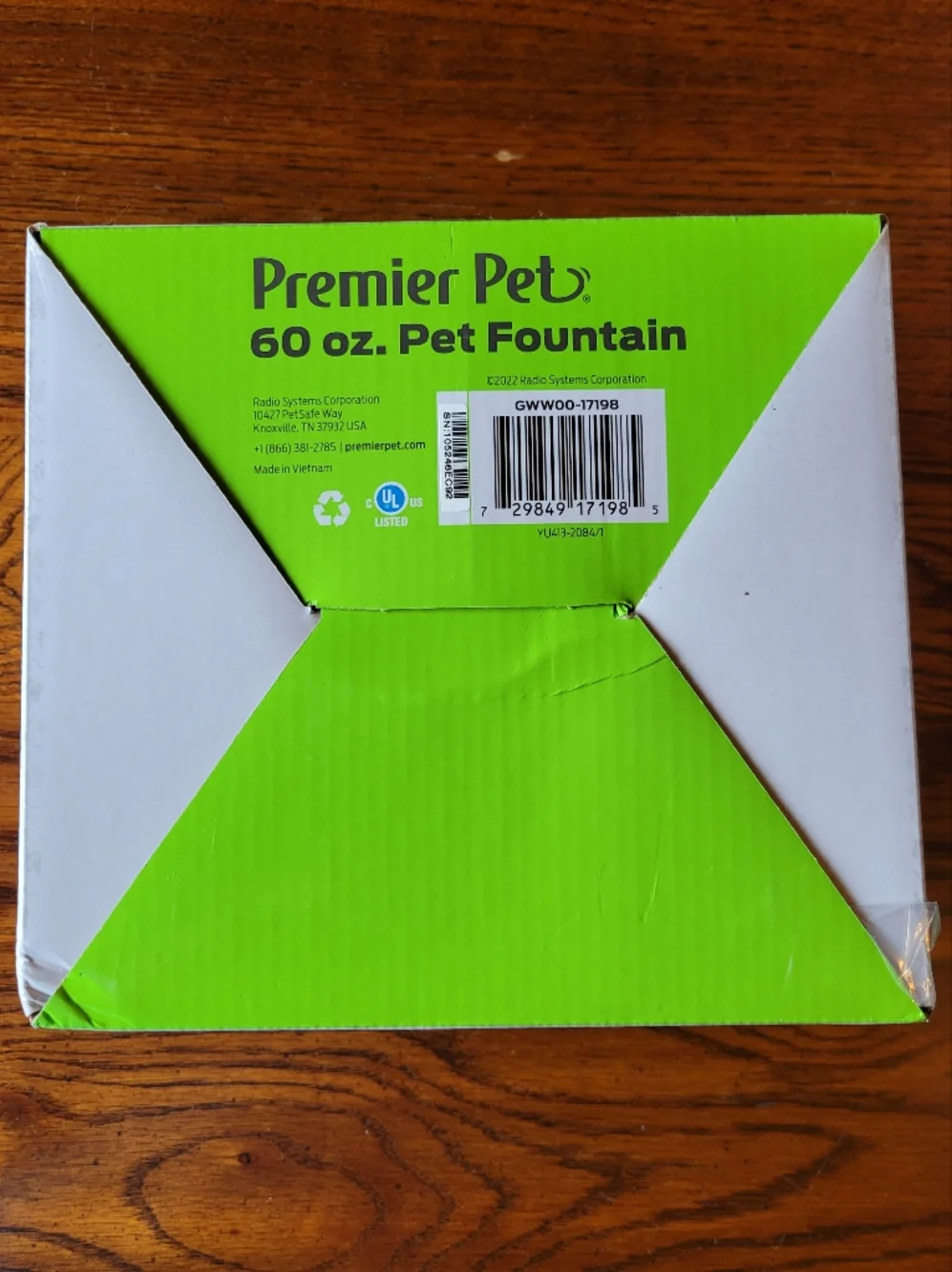 Premier Pet 60 oz. Pet Fountain, White